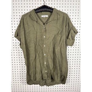Frame army green military short sleeve shirt size M